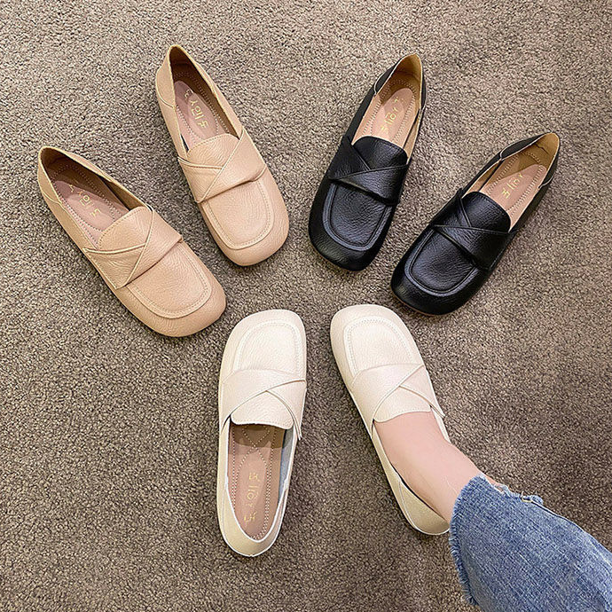 Zapatos casuales de cuero genuino para mujer