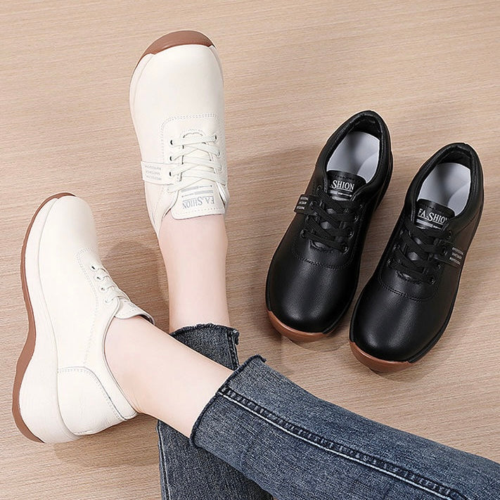 Zapatos casuales de cuero con suela gruesa