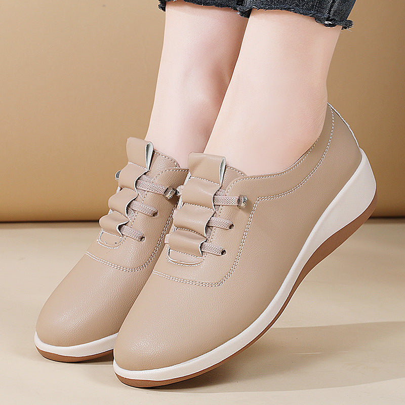 Zapatos de cuero de suela blanda sin cordones