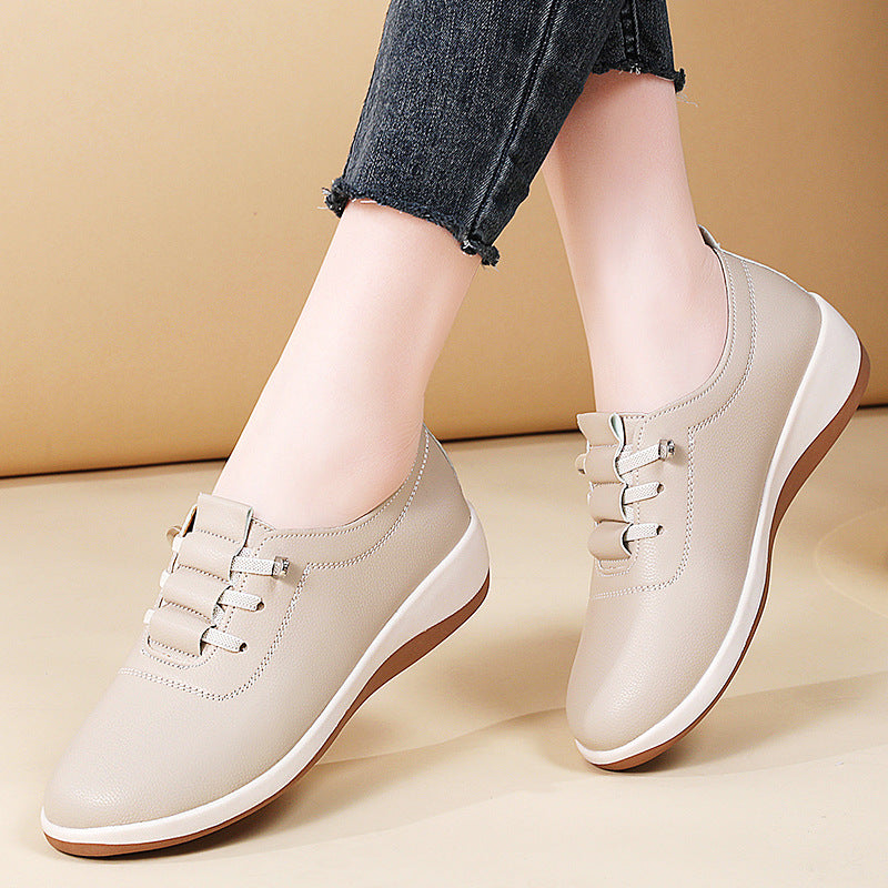 Zapatos de cuero de suela blanda sin cordones
