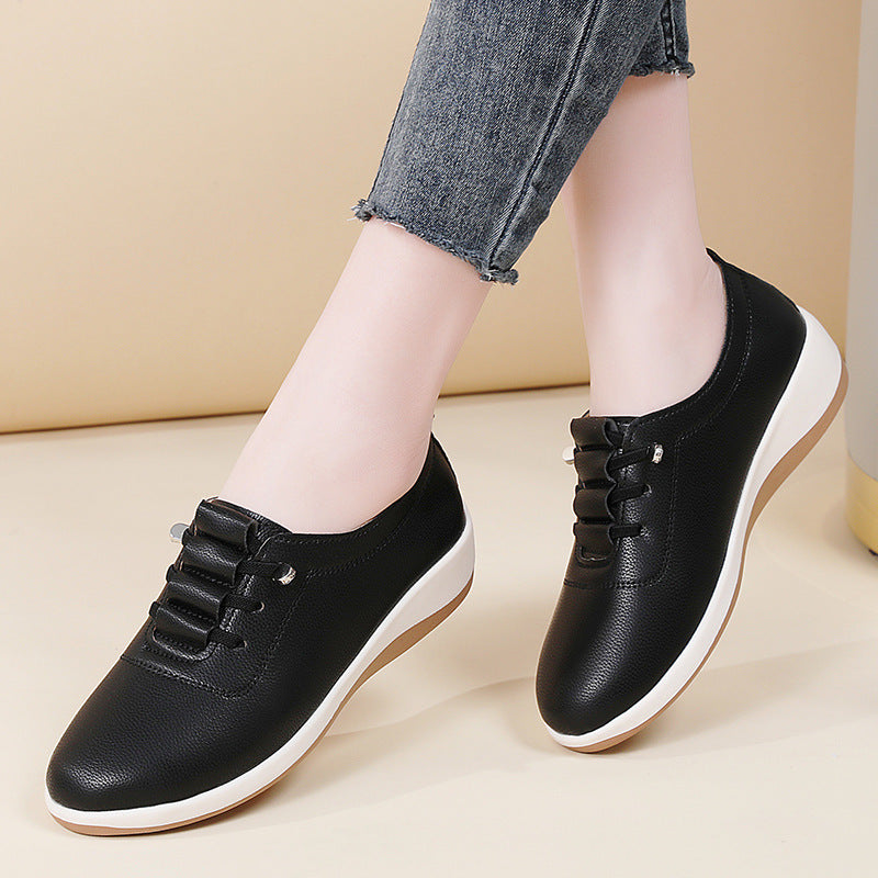 Zapatos de cuero de suela blanda sin cordones