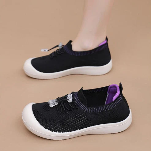 Zapatos de malla para mujer con punta redonda y cordón