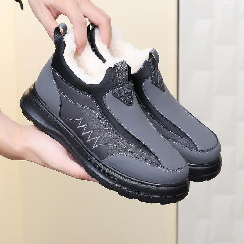 Zapatos de hombre forrados con vellón y engrosados