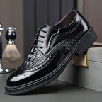 🐂Doble Cuero🐂Zapatos de piel tallada para hombre