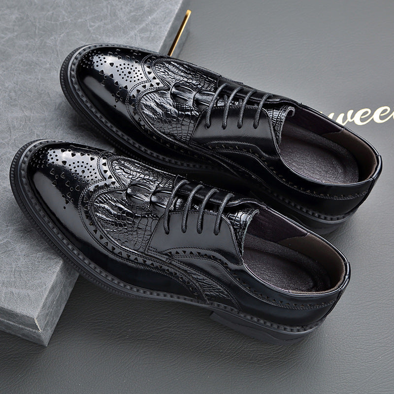 🐂Doble Cuero🐂Zapatos de piel tallada para hombre