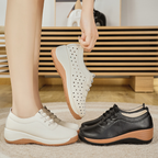 Zapatos casuales de cuero con tacón de cuña