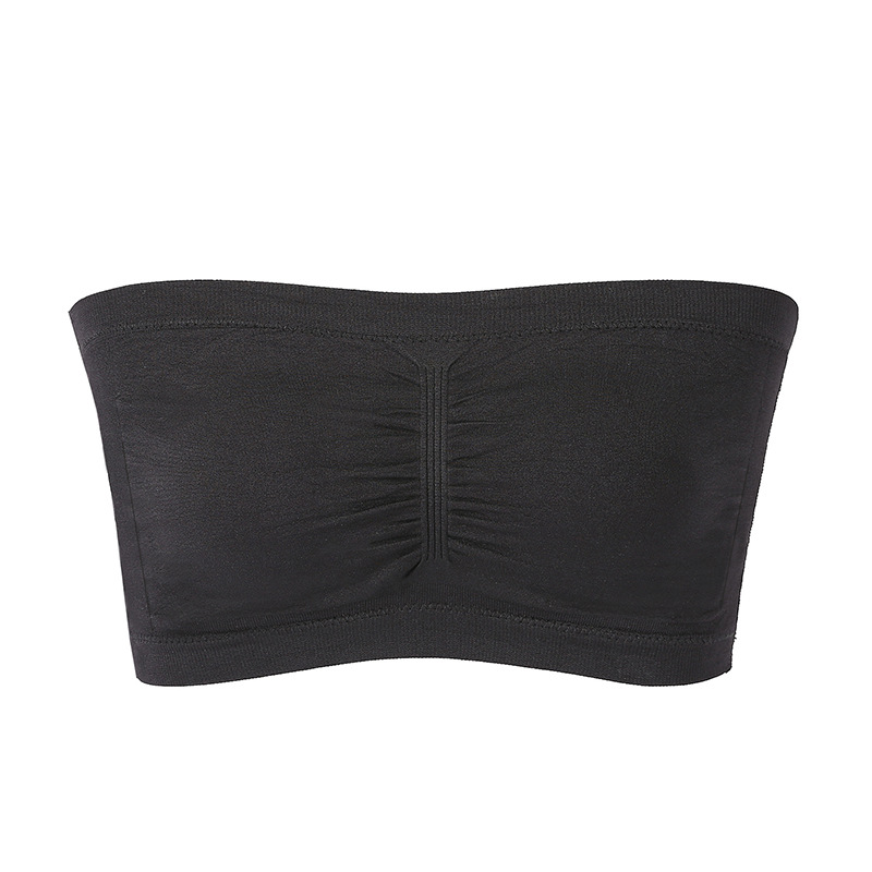 Sujetador sin tirantes de doble capa y alargado para mujer con almohadillas de sujetador desmontables para el verano