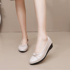 [100% cuero genuino] Zapatos mamá suela blanda