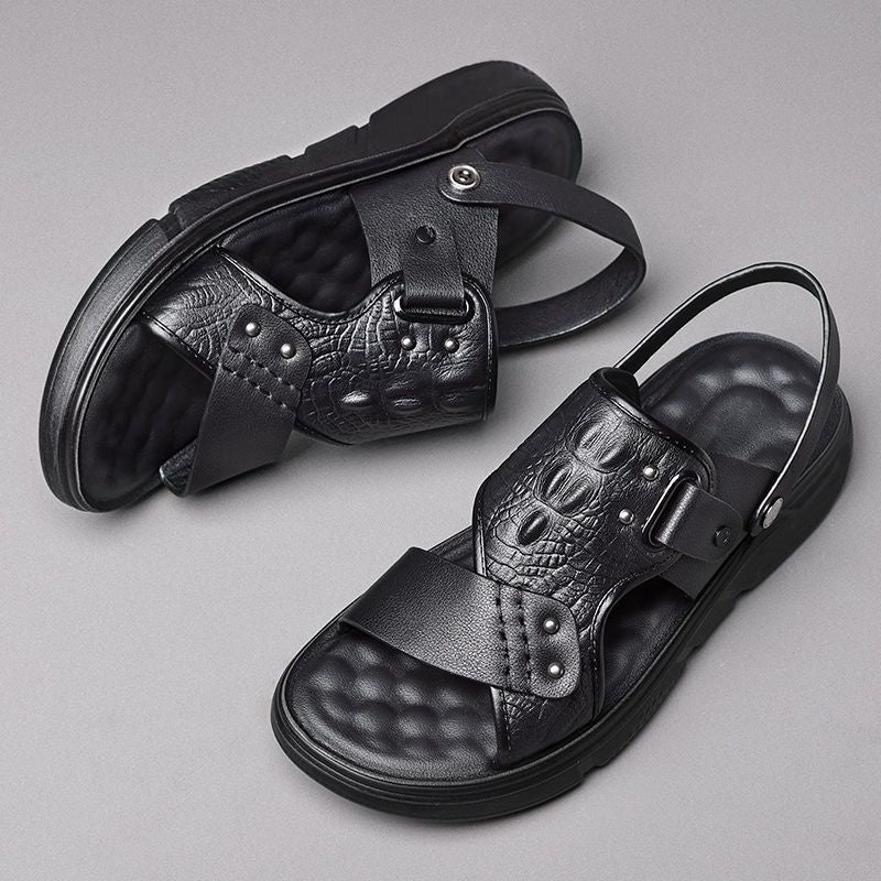 Sandalias casuales de hombre (piel de cocodrilo)