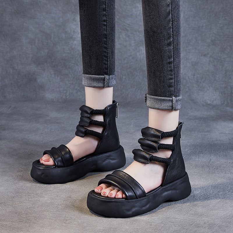 Sandalias de piel con plataforma