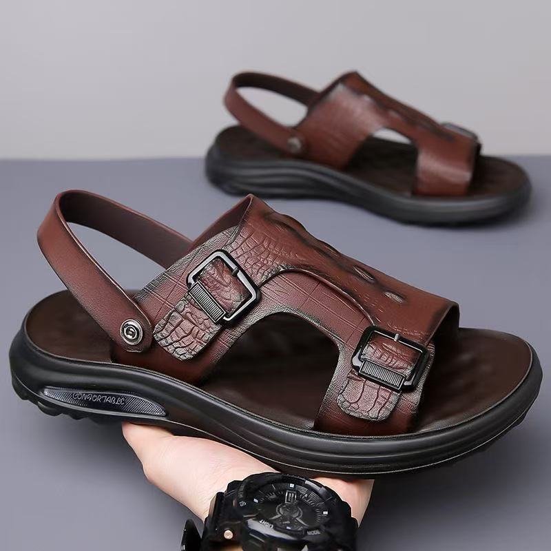 Sandalias casuales de hombre (piel de cocodrilo)