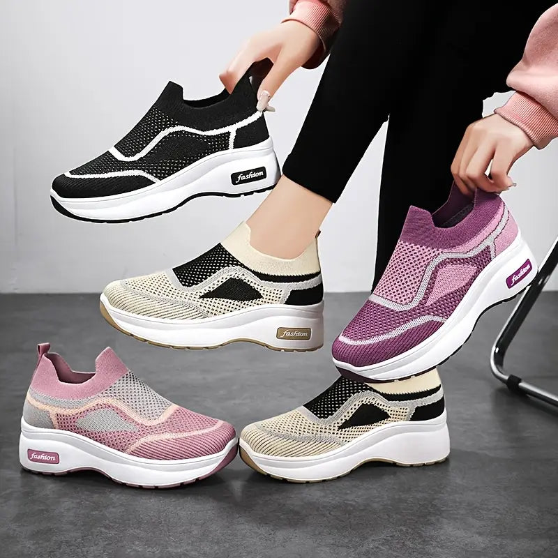 Nuevo estilo de zapatos voladores tejidos y transpirables 2025