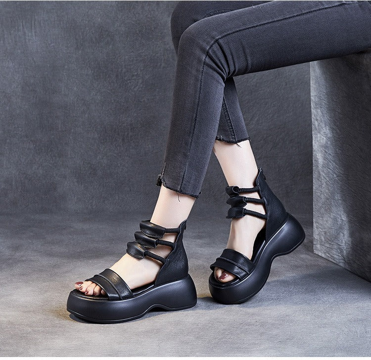 Sandalias de piel con plataforma