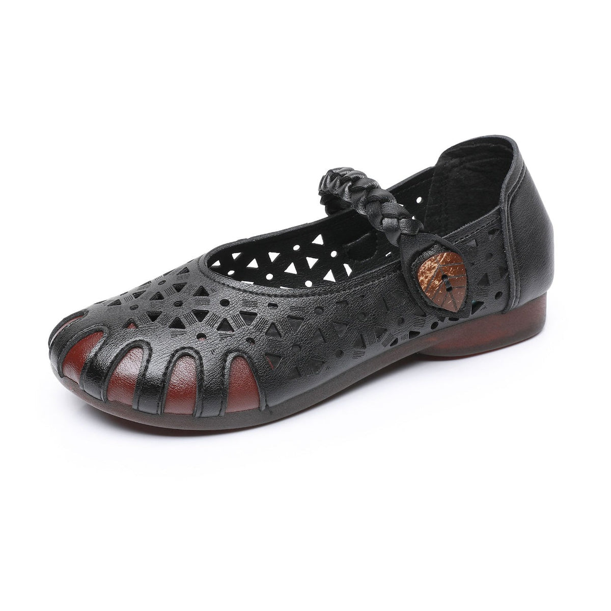 Sandalias mamá cuero suave huecas