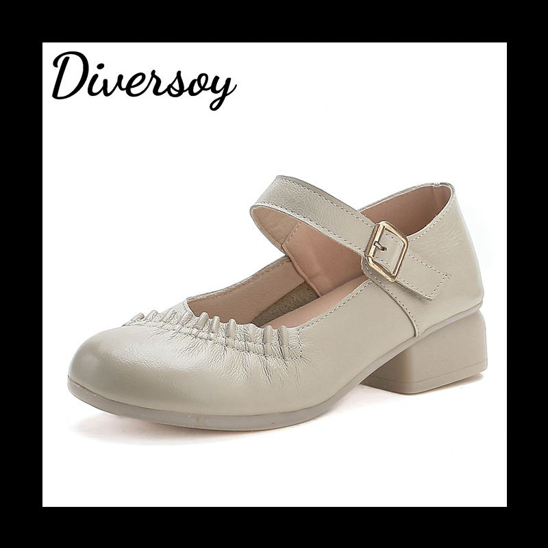 Zapatos de piel de tacón medio con suela blanda