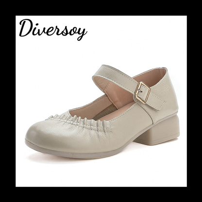 Zapatos de piel de tacón medio con suela blanda