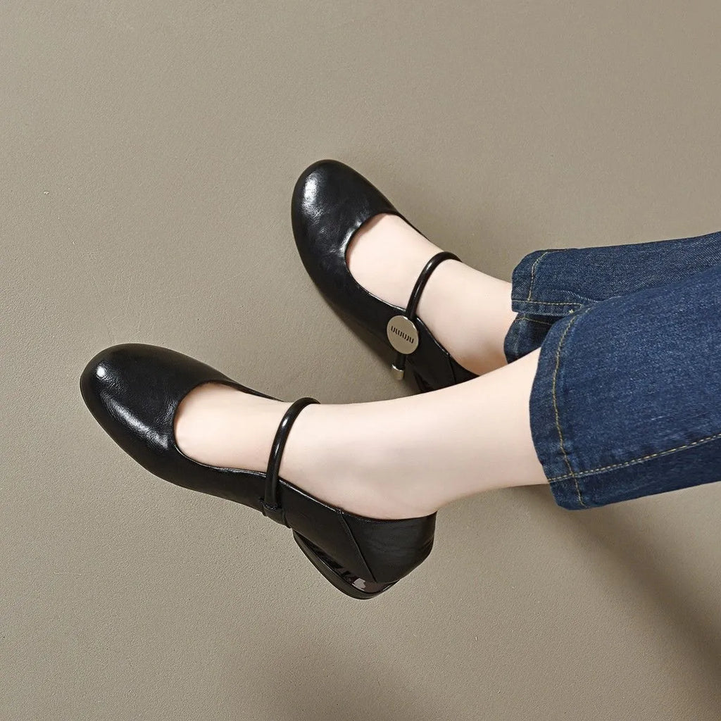 Zapatos de punta redonda en piel auténtica suave (100 %)