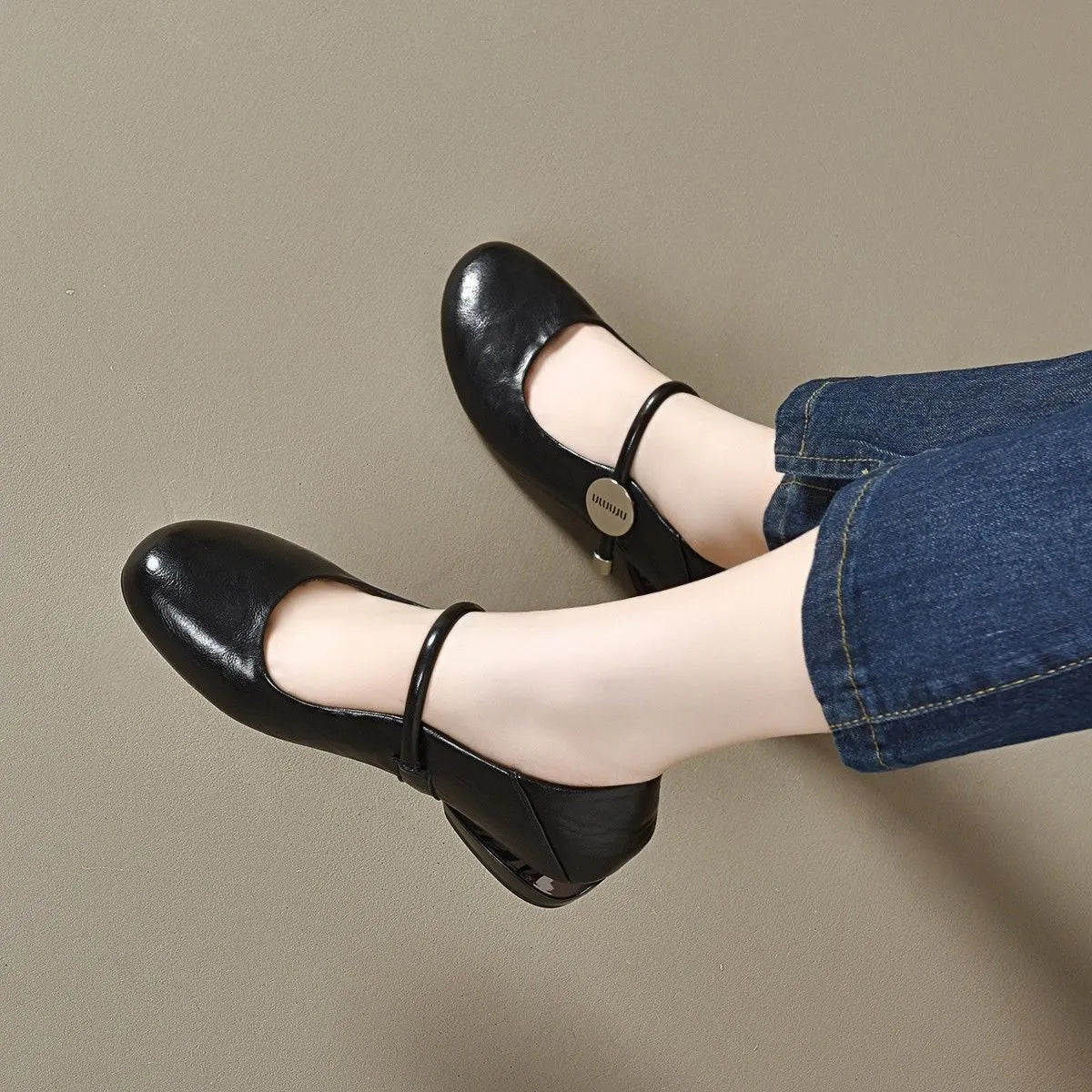 Zapatos de punta redonda en piel auténtica suave (100 %)