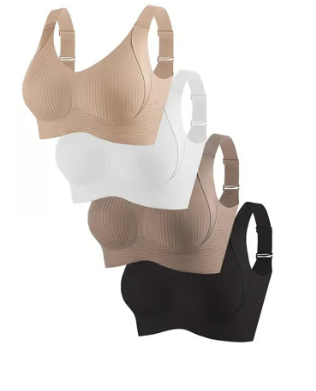 🔥Compra 1 y llévate 3: Sujetador push-up acanalado sin aros ajustable para mujer