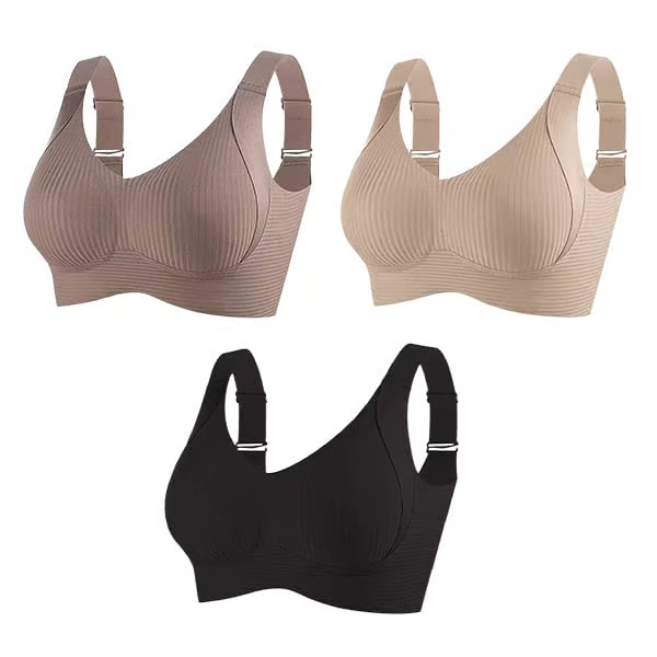 🔥Compra 1 y llévate 3: Sujetador push-up acanalado sin aros ajustable para mujer