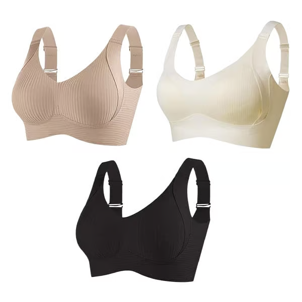 🔥Compra 1 y llévate 3: Sujetador push-up acanalado sin aros ajustable para mujer