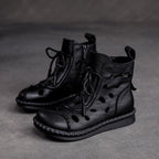 Botas retro de suela blanda huecas para mujer