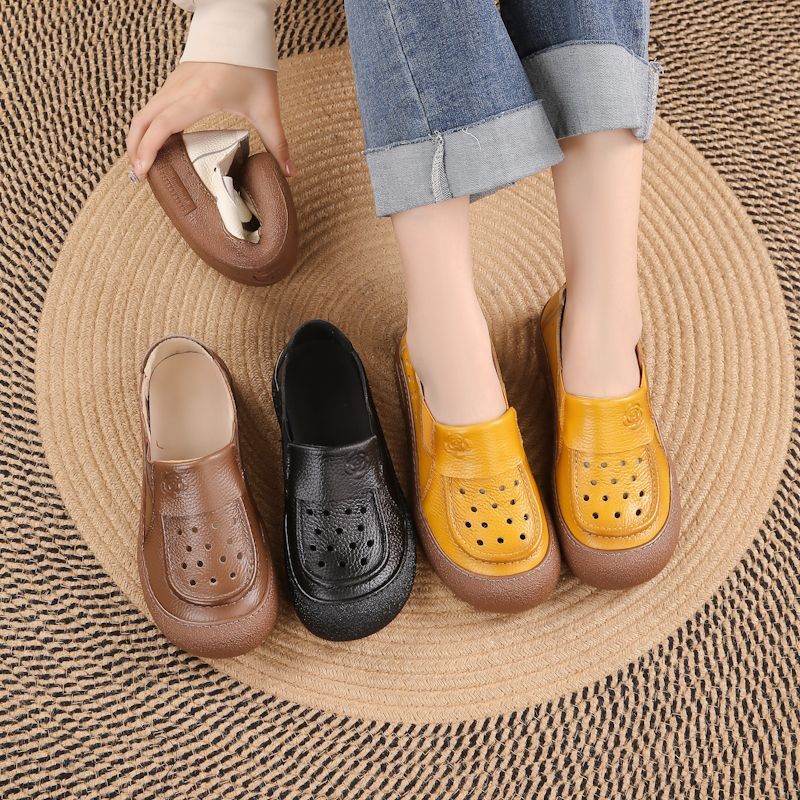 Sandalias cuero genuino orificios