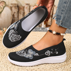 Zapatos slip-on de malla transpirable con bordado floral