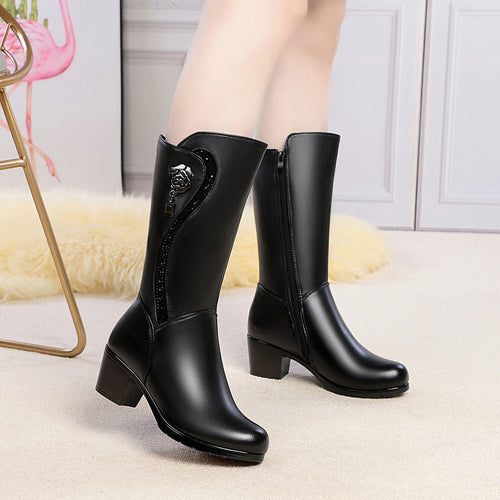 Botas de piel de media pantorrilla con forro polar