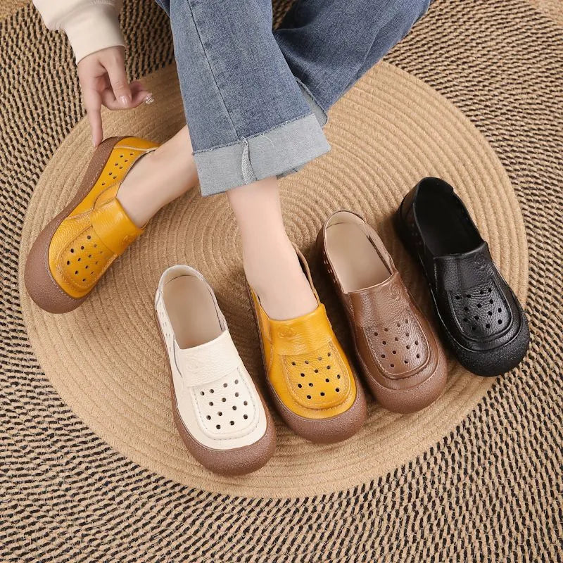 Sandalias cuero genuino orificios