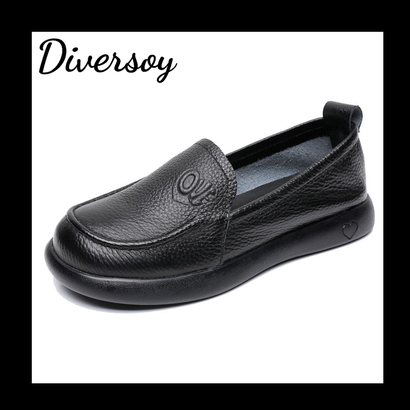 Zapatos de piel auténtica con punta redonda