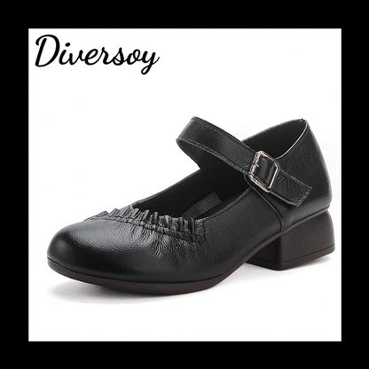 Zapatos de piel de tacón medio con suela blanda