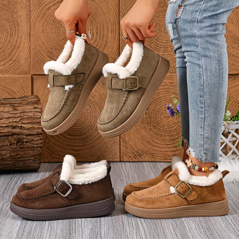 Zapatos de estilo romano con forro de felpa para mujer, para el invierno