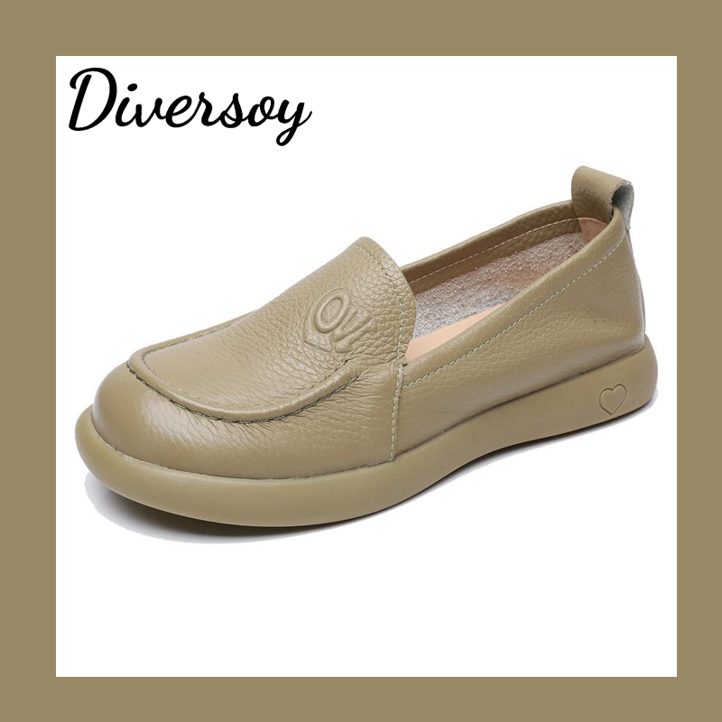 Zapatos de piel auténtica con punta redonda