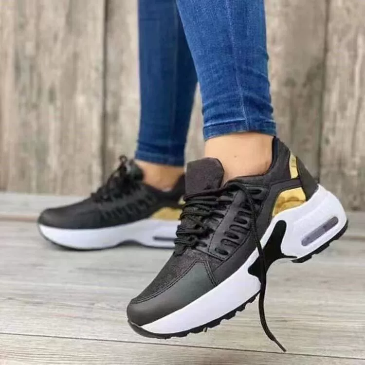 Zapatos casuales ortopédicos con cordones y tacón de cuña