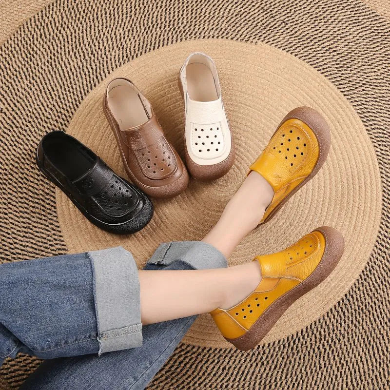 Sandalias cuero genuino orificios