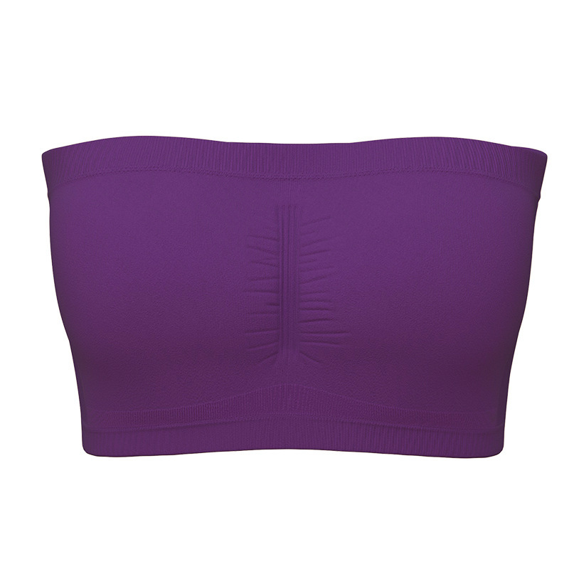 Sujetador sin tirantes de doble capa y alargado para mujer con almohadillas de sujetador desmontables para el verano