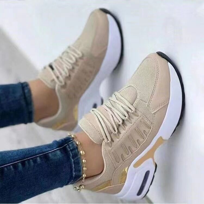 Zapatos casuales ortopédicos con cordones y tacón de cuña