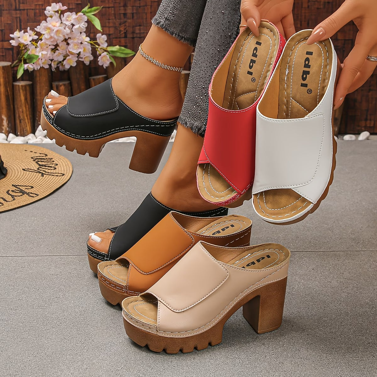 Sandalias de plataforma elegantes con puntera abierta