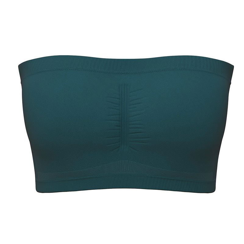 Sujetador sin tirantes de doble capa y alargado para mujer con almohadillas de sujetador desmontables para el verano