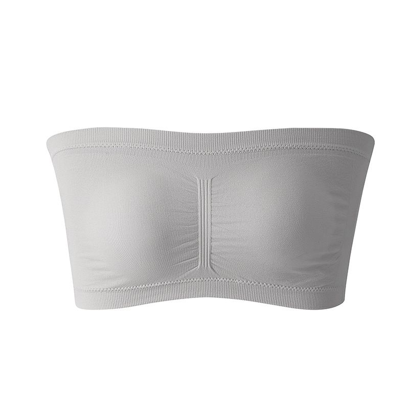 Sujetador sin tirantes de doble capa y alargado para mujer con almohadillas de sujetador desmontables para el verano