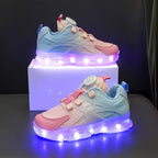 Zapatillas elegantes con luces LED y hebilla giratoria.