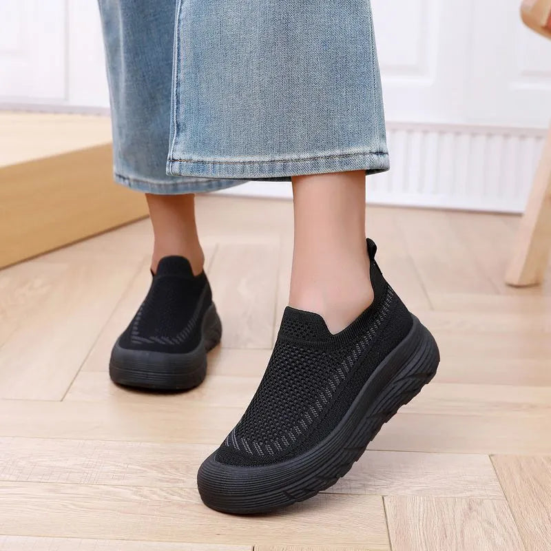 Zapatos de plataforma de malla para mujer