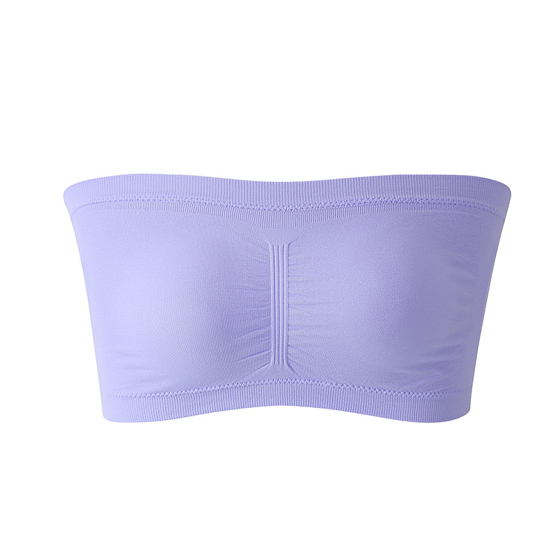 Sujetador sin tirantes de doble capa y alargado para mujer con almohadillas de sujetador desmontables para el verano