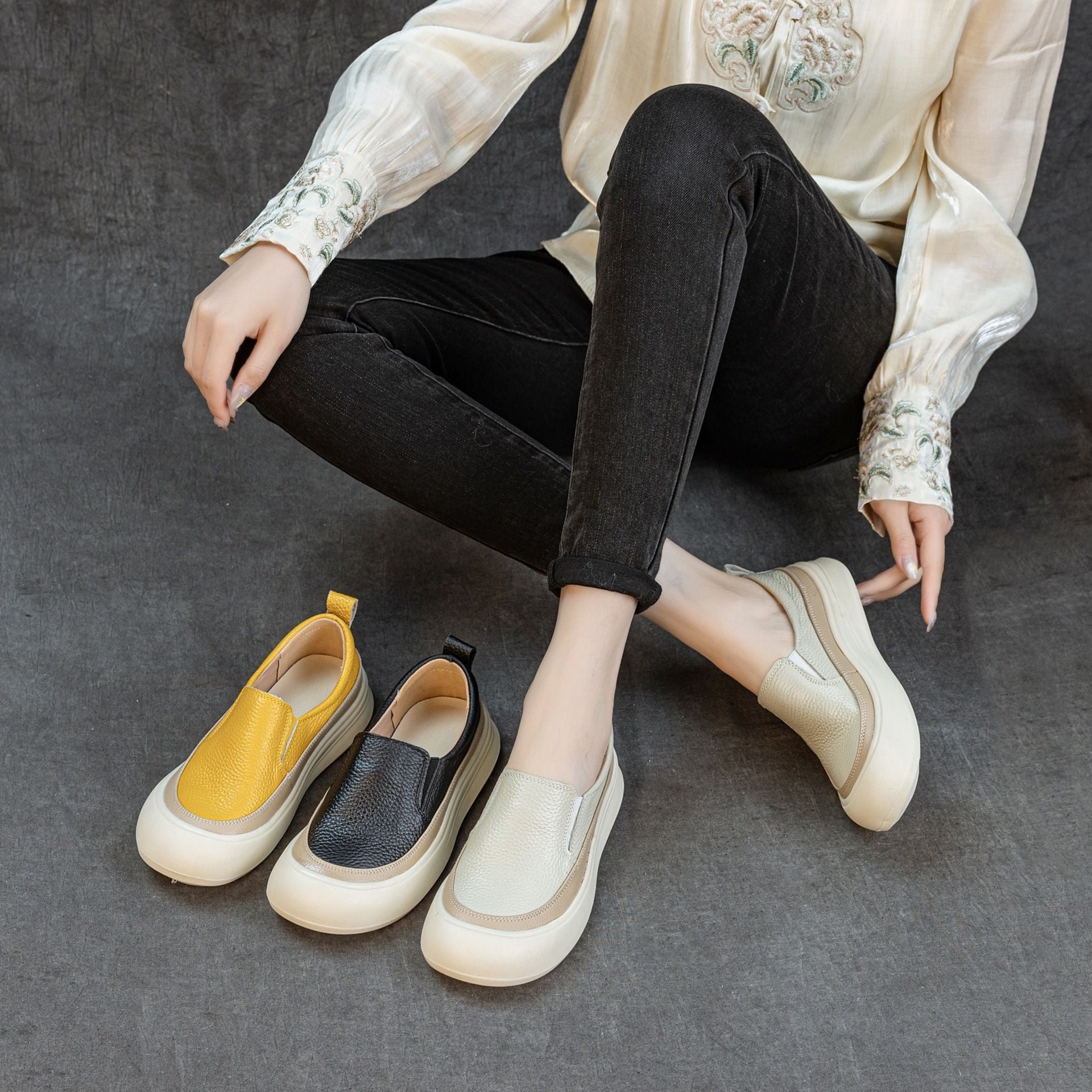 Zapatos de suela blanda 100% piel de vaca