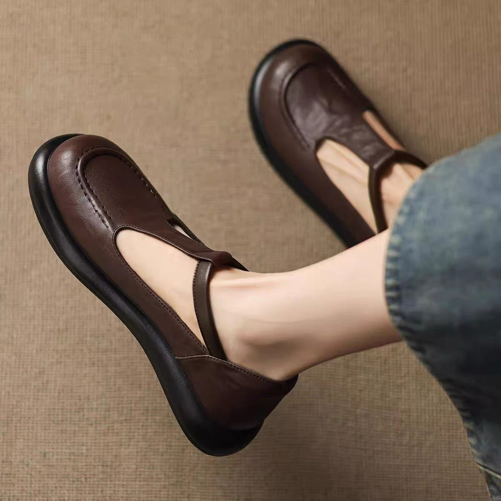 100% Zapatos de plataforma de cuero