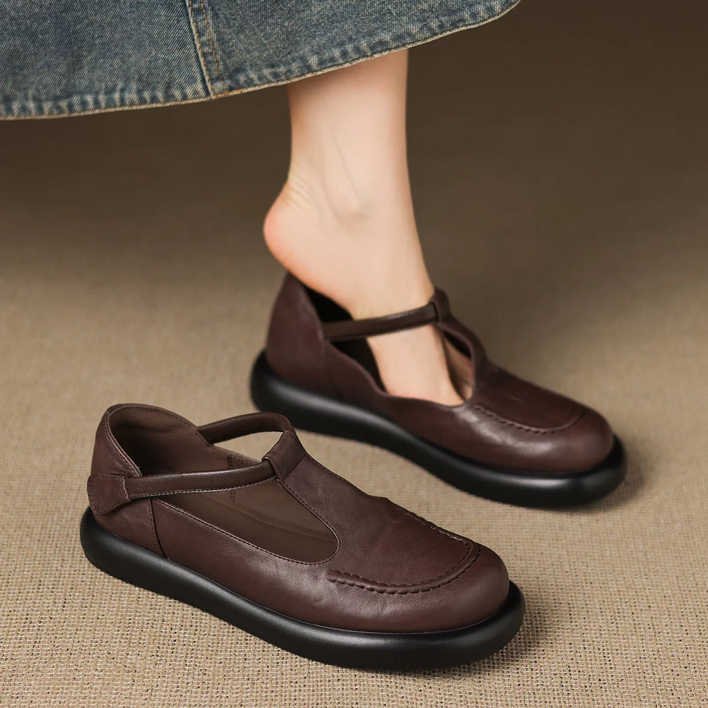 100% Zapatos de plataforma de cuero