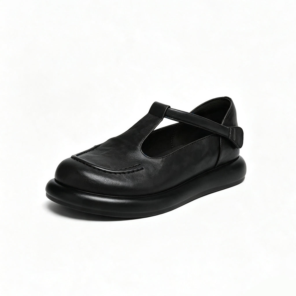 100% Zapatos de plataforma de cuero