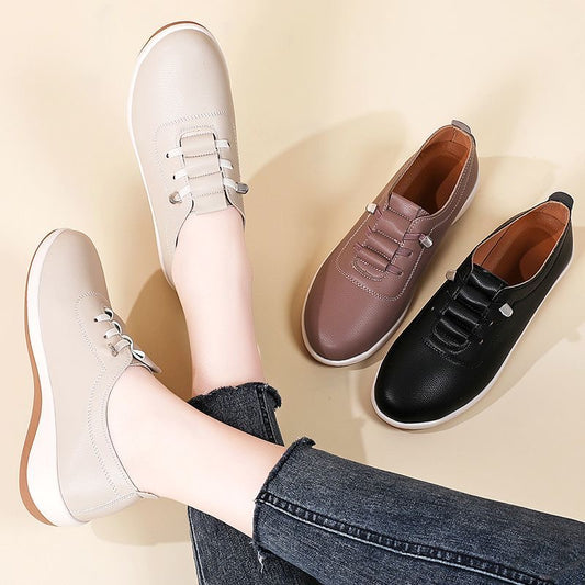 Zapatos de cuero de suela blanda sin cordones