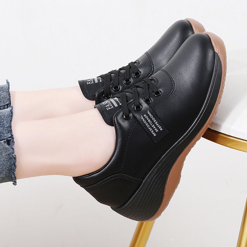 Zapatos casuales de cuero con suela gruesa